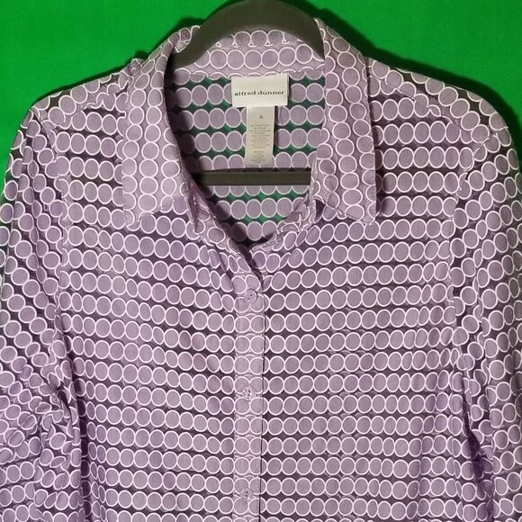 Alfred Dunner Semi Sheer Nantucket Polka Dot Long Sleeve Womens XL Purple - Picture 3 of 5